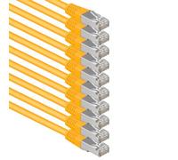 1 m jaune - lot de 10 câbles patch Cat.6 câble réseau CAT6 S-FTP Gigabit Lan PIMF CAT 6 cuivre CU sans halogène Internet DSL console de jeu Smart TV