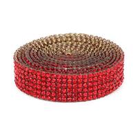 1 M strass verre maille strass ruban bande fer-sur Applique pour bricolage vêtements de mariage chaussures téléphone coques décorations(rouge)