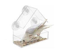 1 mangeoire triangulaire pour oiseaux, transparente, en acrylique, avec ventouse, convient pour nourrir les oiseaux sauvages et les oiseaux de compagnie (15 x 15 x 6 cm)
