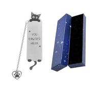 1 Marque-Page De Chat en Acier Inoxydable, 1 Coffret Cadeau, Marque-Page De Lecture Amusant pour Animaux De Compagnie, Un Cadeau pour Les Amateurs De Lecture.