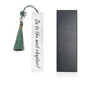1 marque-page en acier inoxydable, 1 boîte cadeau, marque-page gravé, marque-page à pompons, marque-page personnalisé pour femme, cadeau pour les amateurs de livres, hommes et femmes.
