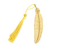 1 marque-page en métal avec plumes, style chinois rétro, classique, en métal avec pompon et plumes, marque-pages pour documents, livres, marque-pages, cadeaux faits maison (doré)