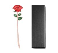 1 marque-page rose rouge, 1 boîte cadeau, pressage en métal fait à la main, marque-page imprimé, pince à pages en métal, marque-page, cadeau idéal