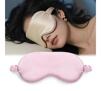 1 masque de sommeil double face en soie respirant bloquant la lumière pour les yeux multicolores pour homme et femme (rose)
