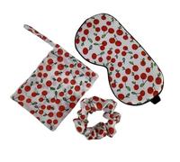 1 masque de sommeil en soie avec poche assortie, sac à cordon de serrage pour les voyages, chouchou à cheveux, motif floral, aide à la relaxation, multicolore pour toute la nuit (multicolore)