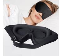 1 masque de sommeil profilé 3D avec éponge intégrée pour le nez, les ailes du nez, l'ombrage maximal, soulagement de l'insomnie, ombre à paupières, essentiel de voyage pour adulte (noir)