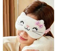 1 masque œil de chat en peluche - Masque de sommeil doux et moelleux - Bloque la lumière - Pour la maison, les voyages - Cadeau de sieste