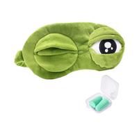 1 masque pour les yeux Lonely Frog avec 1 paire de bouchons d'oreille verts dans une boîte, masque pour les yeux avec expression verte, masque pour les yeux de sommeil, masque de sommeil super doux