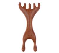 1 masseur en bois de santal doré naturel à cinq griffes pour cuir chevelu Gua Sha Outil Grattoir Dos Spa Portable Meridian Massage Peigne Soin des cheveux