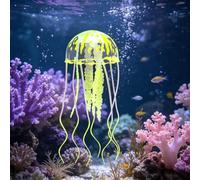 1 méduse artificielle auto-lumineuse pour aquarium, design flottant réaliste qui brille dans le noir pour aquarium, fête à la maison, jaune