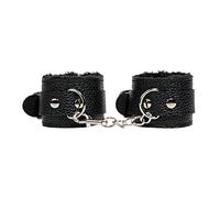 1 menottes en fourrure, menottes en cuir, jouets de jeu de rôle pour adultes, accessoires de bijoux en métal, accessoires d'habillage, adaptés pour les fêtes, les spectacles sur scène (noir)