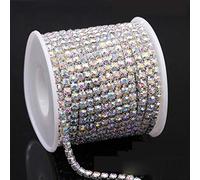 1 mètre 10 mètres rouleau SS6-SS18 chaîne de strass en cristal brillant à coudre à coller pour vêtements bijoux accessoires de vêtements garniture coupe chaîne-base argentée AB, SS8 - 2,5 mm, 10