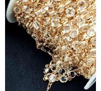 VIXDA 1 mètre 6mm Perles de Cristal colorées chaîne perlée Perle de Verre KC Collier en Or chaîne Accessoires pour la Fabrication de Bijoux Artisanat Bricolage