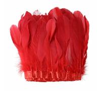 1 mètre de franges en plumes d'oie rouge, d'autruche, de coq, de dinde, pour mariage, bricolage, couture, vêtements, décoration, style 08