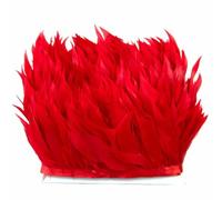 1 mètre de franges en plumes d'oie rouge, d'autruche, de coq, de dinde, pour mariage, bricolage, couture, vêtements, décoration, style 03