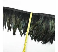 1 mètre de plumes de faisan blanches et noires pour vêtements, ruban sur ruban, coq, oie, dinde, autruche, frange, garniture, couture, décoration - 20-25 cm Gong ji Wei