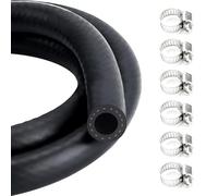 1 Mètre Durite Essence,10mm Diamètre Intérieur Durite Gasoil,Tuyau D'essence de Refroidissement,Tuyau de Carburant Avec 6 Colliers,Conduite Carburant pour Camion,Voiture,Tracteur ou Petit Moteur