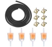 1 Mètre durite essence, Intérieur durite gasoil, tuyau essence avec 6pcs colliers de serrage, Tuyau de Carburant pour Camion, Voiture, Tracteur ou Petit Moteur（avec 4 coupelles filtrantes）