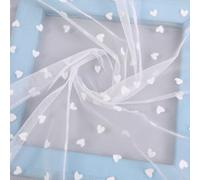 1 mètre x 160 cm de tissu en tulle avec motif cœur, tissu en maille filet tissu d'ameublement pour bricolage, couture, bricolage, mariage, fête, anniversaire, banquet, décoration de vêtements, blanc