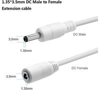 1 Mètres Rallonge Cordon D'Alimentation Dc 1.35Mm X 3.5Mm Mâle À Femelle Dc Plug Rallonge Cordon, Adapté Pour Appareils Photo, Adaptateur Secteur, Caméra Ip Sans Fil, Et Plus - Blanc[Z4312]