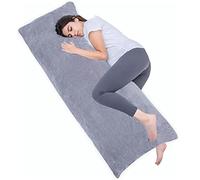 1 MIDDLE ONE Oreiller Complet pour Adultes, Grand Oreiller pour Dormir, Grand Oreiller Ferme avec Housse en Velours, 50,8 x 137,2 cm (Gris foncé)