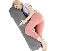 1 MIDDLE ONE Traversin Cervical cylindrique avec Housse en Velours Amovible - Oreiller de Luxe en Peluche Moelleuse pour Adultes - 119,4 x 20 cm de Large, Gris