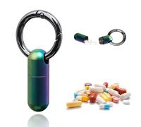 1 Mini Boîte à Pilules Porte-Clés, Boîte à Pilules, Étanche,en Métal, Avec Porte-Clés, diseño ligero y resistente, ideal para viajes y actividades al aire libre (Titane Arc-en-Ciel)