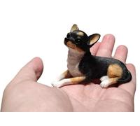 1 mini figurine de chihuahua en résine de 5,1 cm, cadeau commémoratif pour chien, décoration de voiture, statue de chihuahua, cadeau pour les amateurs de chihuahua (noir)