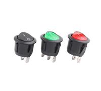 1 mini-interrupteur à bouton-poussoir rond noir de 20 mm, 2 broches, 3 A/6 A, 250 V CA, KCD(GRAY)