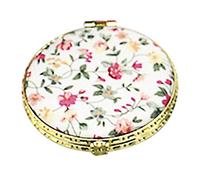 1 mini miroir de poche rond pliable vintage double face imprimé floral pour coiffeuse