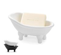 1 mini porte-savon en céramique blanche de 14,2 cm - Petit pot de fleurs - Organisateur de maquillage - Pour hamster (blanc)