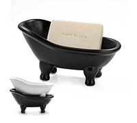 1 mini porte-savon en céramique noire de 14,2 cm pour le maquillage, le hamster (noir)