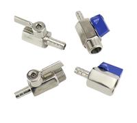 1 mini robinet à boisseau sphérique en acier inoxydable 304 avec poignée, 1/8, 1/4, 3/8, 1/2, 3/4 femelle mâle vers tuyau de 6 à 20 mm(BSP FEMALE_BLUE HANDLE_14MM)