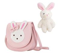 1 mini sac messager lapin, sac à bandoulière, sac à main en cuir PU, bandoulière réglable, avec 1 pendentif lapin monobloc, adapté pour les rencontres, le shopping, la randonnée des filles (rose)