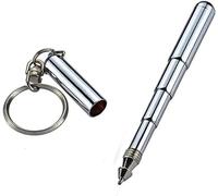 1 mini stylo rétractable fabriqué en acier inoxydable - Stylo de poche rétractable - Porte-clés - Gadgets pour papa, anniversaire, Noël pour étudiants, personnel de bureau, ouvriers de la construction