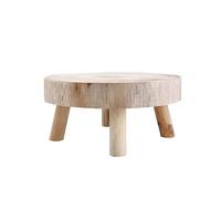 1 mini tabouret rond en bois avec 4 pieds - Style vintage - Pour intérieur ou extérieur - Décoration de jardin (17 x 9 cm)