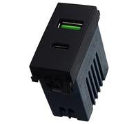 1 module prise chargeur USB C + USB A 5 V 3,1 A, compatible avec Vimar Arké, couleur noire