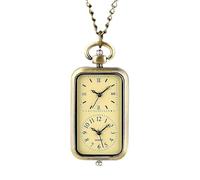 1. Montre de poche carrée à quartz en bronze à double mouvement horaire ; montre à pendentif sophistiquée de style antique sans couvercle, b, 1.0*1.0*1.0