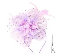 1 Morceau D'Accessoires De Cheveux, Bandeau À 1 Paramètre Et 1 Morceau De Cheveux, Bandeau, Femmes -Tea -Tea-Head Couvercle, Couvre-Chefs Violet, Fête De La Tête -Head, Chapeau De Mariage.