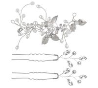 1 Morceau D'Accessoires De Cheveux En Cristal Et 2 Morceaux D'Épingles À Cheveux En Perles En Forme De U, Accessoires De Cheveux Élés Et Simples, Décorations De Coiffure.