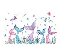 1 Morceau D'Autocollant De Mur De Queue De Sirène, Dessin Animé Mignon Coloré, Autocollant D'Art De Chambre À Coucher Pour Enfants, Papier Auto-Adhésif Pour La Maison.