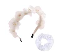 1 Morceau De Bande De Fleurs Simulé Et 1 Morceau De Bague De Cheveux Blancs, Accessoires De Cheveux Simples Et Élés, Anneaux De Cheveux Élastiques, Accessoires De Cheveux Doux Et Mignons.