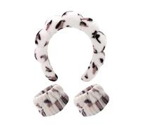 1 Morceau De Bandeau À Imprimé Léopard Et 2 Morceaux De Bracelet, Bandeau Moelleux, Bandeau Antidérapant Et Bandeau Absorbant L'Eau, Adapté Au Lavage Du Visage, Au Maquillage Et À La Beauté.