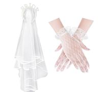1 Morceau De Bandeau De Mariée, 1 Paire De Gants, Casque De Mariée De Mariage, Voile De Mariage De La Mariée, Voile De Bandeau Orné De Perles De Mariée