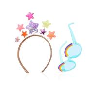 1 Morceau De Bandeau D'Étoile Coloré Et 1 Morceau De Lunettes Arc-En-Ciel, Accessoires De Costumes De Fête, Accessoires De Cheveux Mignons Créatifs, Accessoires Photo.