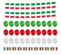1 Morceau De Bannière De Drapeau Italien, 10 Morceaux De Drapeaux Italiens Agités à La Main, 30 Morceaux De Ballons, Ensemble De Décoration De Fête Sur Le Thème Italien, Fournitures De Fête Pour Fans