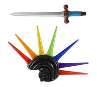 1 Morceau De Casque Gonflable De Fête Et 1 Morceau D'Épée Gonflable, Avec Une Forme À Pointes, Des Accessoires De Vacances, Une Coiffe De Carnaval, Des Accessoires Pour Cheveux S'Habillent.