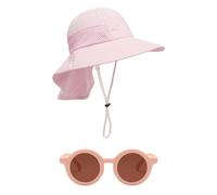 1 Morceau De Chapeau Châle, 1 Morceau De Lunettes De Soleil Pour Enfants, Chapeau De Soleil Pour Bébé, Chapeau De Soleil Pour Les Tout-Petits, Chapeau De Soleil Seau De Couleur Unie Pour Enfants