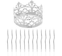 1 Morceau De Couronne D'anniversaire En Métal,12 Bougies Courbes,Coiffure Princesse En Argent,Gâteau,Décoration De Fête D'anniversaire.