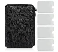 1 Morceau de Cuir PU Noir, Portefeuille d'affaires pour Hommes et Femmes, Portefeuille de Protection RFID Anti-clonage, adapté au Stockage de Cartes de crédit/Cartes de Transport / clés